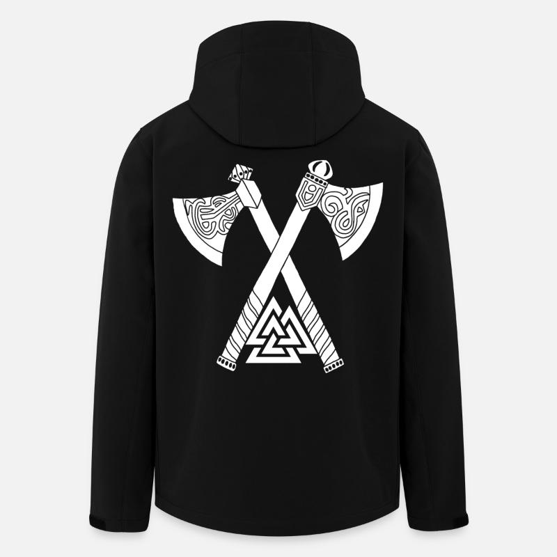 Axes and white Viking symbol - Men’s Recycled Softshell Jacket by Stanley/Stella - black