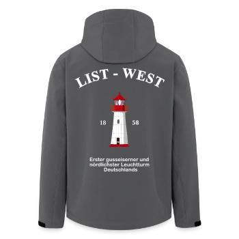 Lighthouse List-West, drawing with information - Men’s Recycled Softshell Jacket by Stanley/Stella - anthracite - Back - AI Model Male 185 light (185cm)