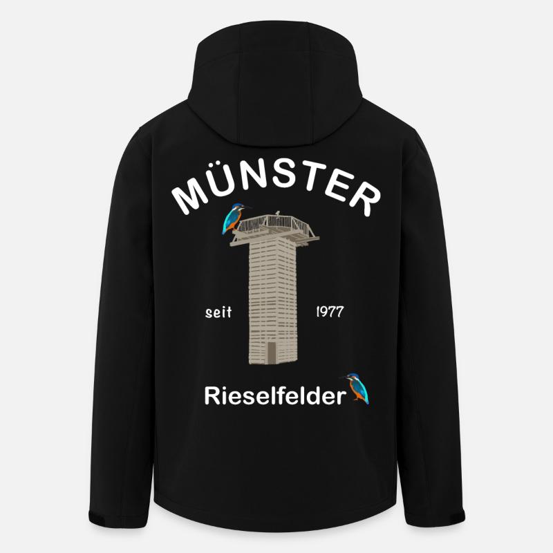 Münster, Rieselfelder, Vogelschutz, Eisvogel - Recycelte Männer Softshell-Jacke von Stanley/Stella - Schwarz