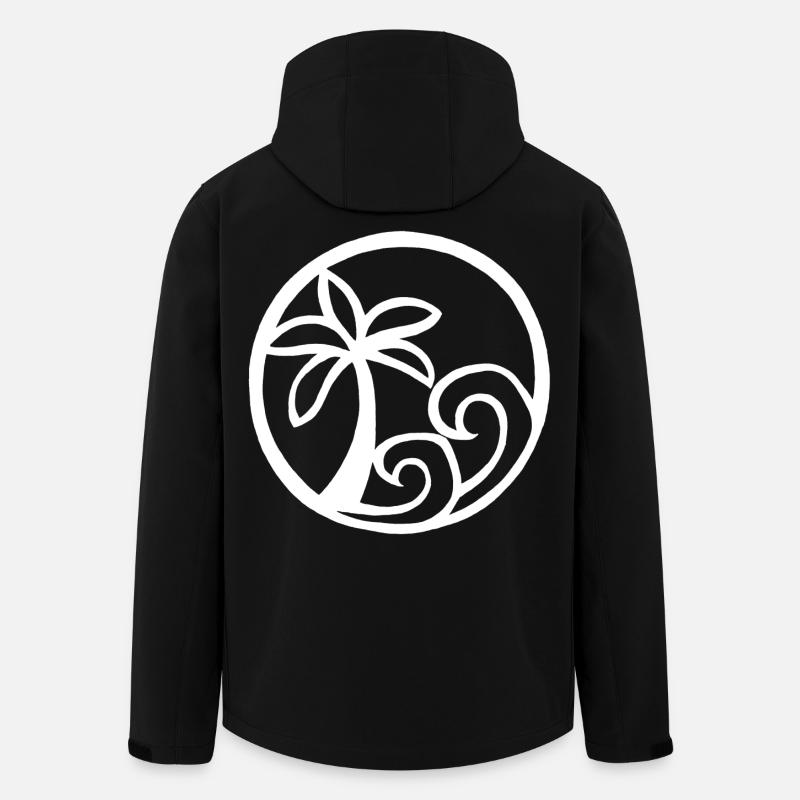 Vagues et palmier blanc - Veste softshell homme en polyester recyclé Stanley/Stella - noir