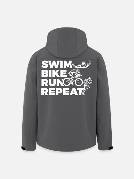 Swim Bike Run Repeat - Men’s Recycled Softshell Jacket by Stanley/Stella - black