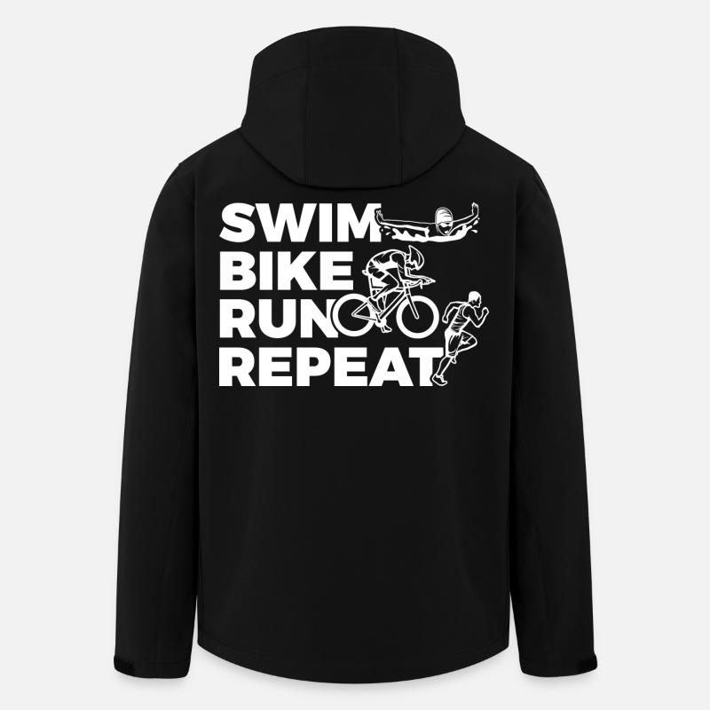 Swim Bike Run Repeat - Men’s Recycled Softshell Jacket by Stanley/Stella - black
