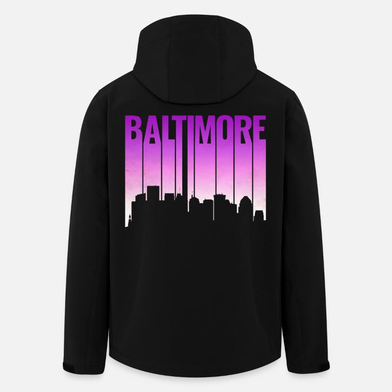 Baltimore Skyline Gradient - Men’s Recycled Softshell Jacket by Stanley/Stella - black