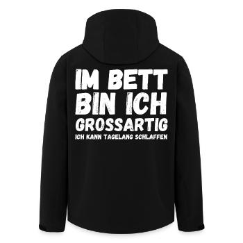 Im Bett bin ich großartig - Recycelte Männer Softshell-Jacke von Stanley/Stella - Schwarz - Hinten - AI Model Male 185 light (185cm)