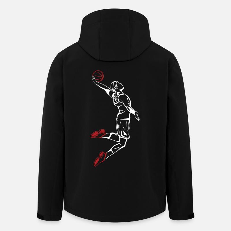 Joueur de basket-ball Slam Dunk - Veste softshell homme en polyester recyclé Stanley/Stella - noir