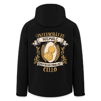 Cello Streichinstrument Musiker Geschenk - Recycelte Männer Softshell-Jacke von Stanley/Stella - Schwarz - Hinten - AI Model Male 185 light (185cm)