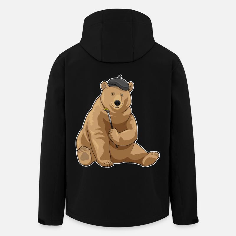 Pinceau de peintre d’ours - Veste softshell homme en polyester recyclé Stanley/Stella - noir