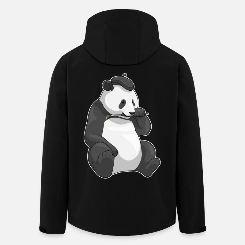 Panda Peintre Pinceau - Veste softshell homme en polyester recyclé Stanley/Stella - noir