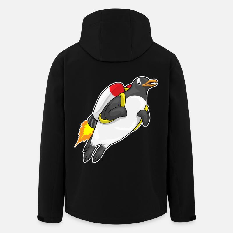 Pingouin volant jetpack - Veste softshell homme en polyester recyclé Stanley/Stella - noir