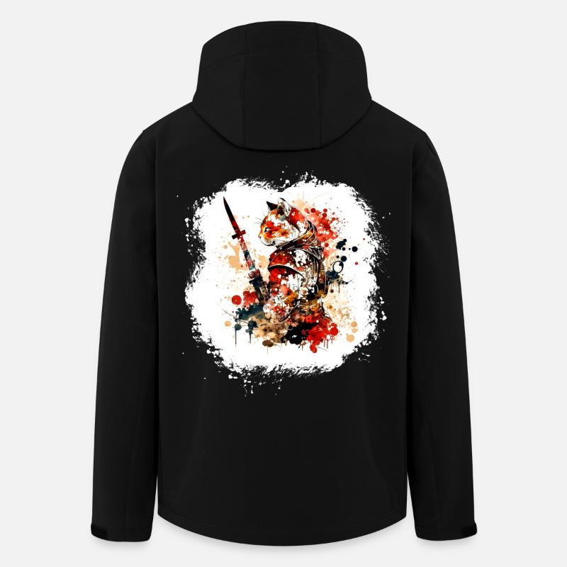 Samurai Cat Red Black - Men’s Recycled Softshell Jacket by Stanley/Stella - black