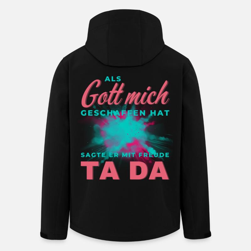 Bunter Schrift-Splash TA DA - Recycelte Männer Softshell-Jacke von Stanley/Stella - Schwarz