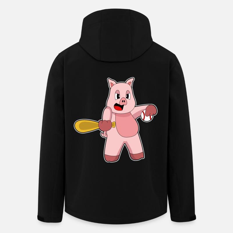 Schwein Baseball Baseballschläger - Recycelte Männer Softshell-Jacke von Stanley/Stella - Schwarz