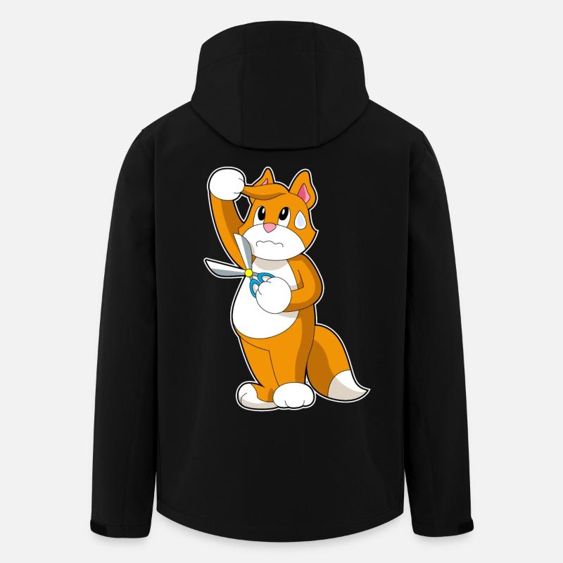 Katze Friseur Schere - Recycelte Männer Softshell-Jacke von Stanley/Stella - Schwarz