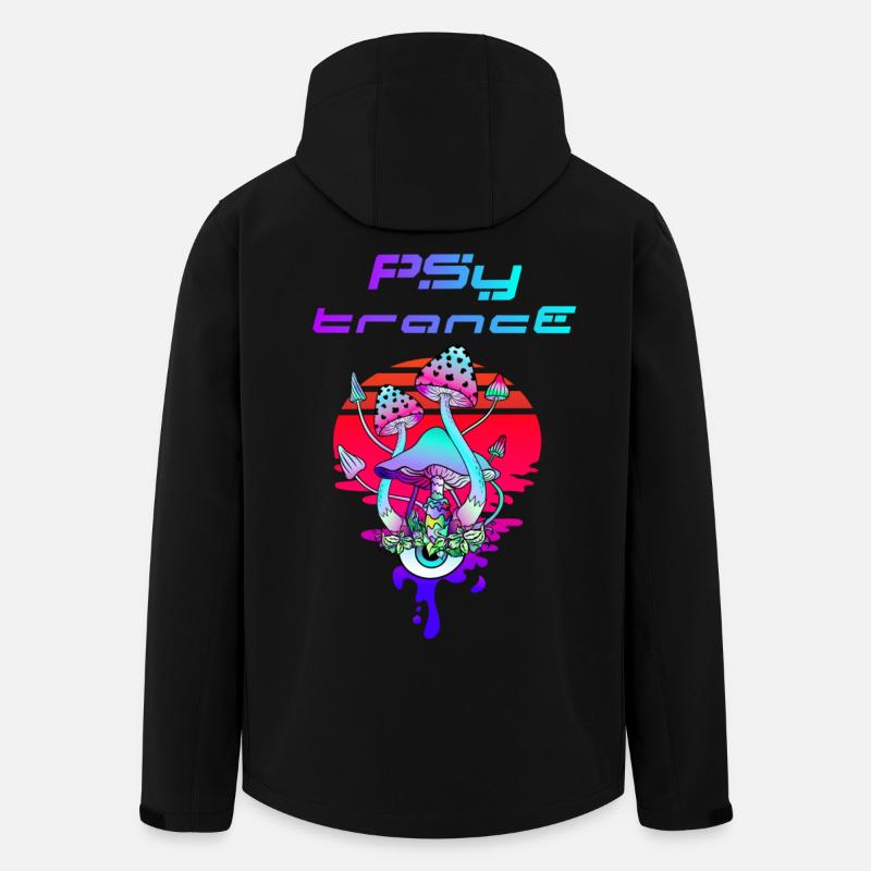 Psytrance Psychedelic Mushroom Sunset - Men’s Recycled Softshell Jacket by Stanley/Stella - black