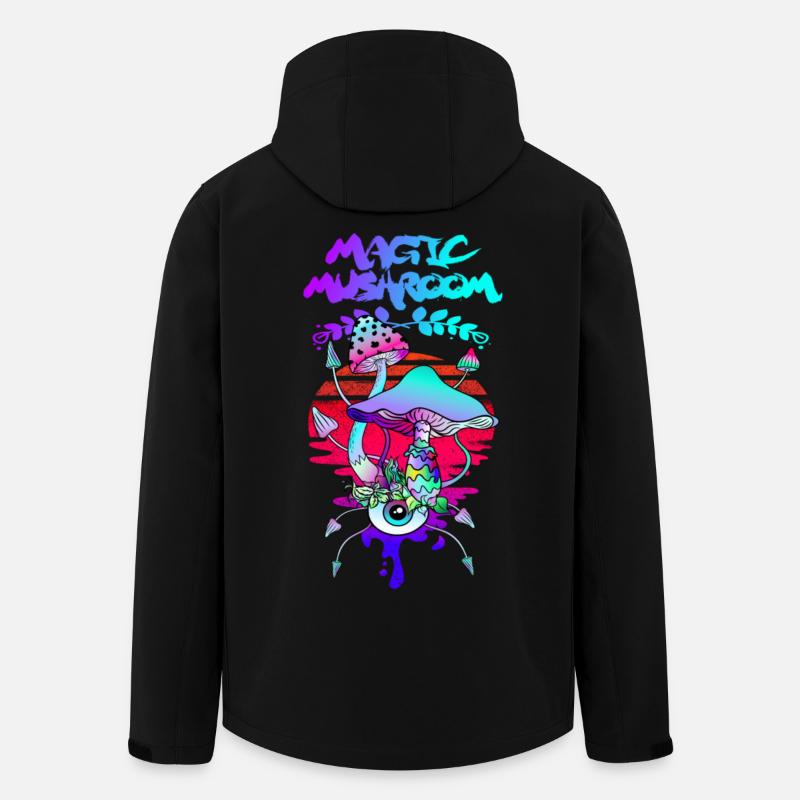 Magic Mushrooms Psychedelic Sunset - Men’s Recycled Softshell Jacket by Stanley/Stella - black
