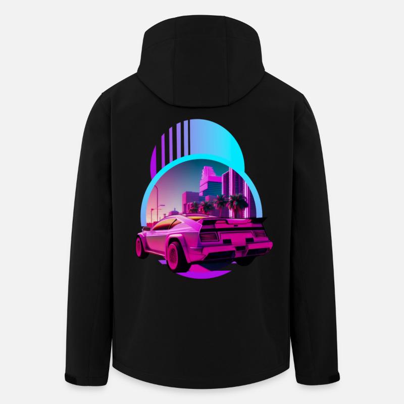 Retro Wave Supercar Vaporwave - Recycelte Männer Softshell-Jacke von Stanley/Stella - Schwarz