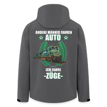 Züge Eisenbahn Lokführer Zug Bahn Beruf Spruch - Recycelte Männer Softshell-Jacke von Stanley/Stella - Schwarz - Hinten - AI Model Male 185 light (185cm)