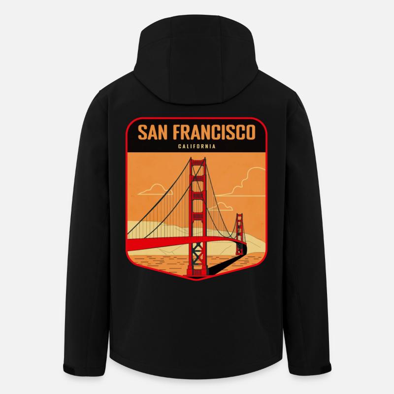 Golden Gate Retro Badge San Francisco - Men’s Recycled Softshell Jacket by Stanley/Stella - black