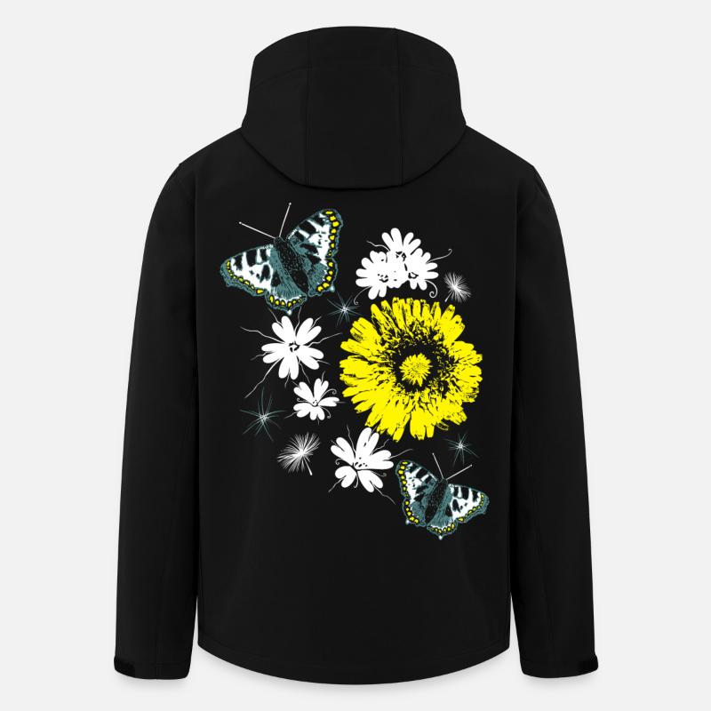 Fleurs Chrysanthèmes Papillons Été - Veste softshell homme en polyester recyclé Stanley/Stella - noir
