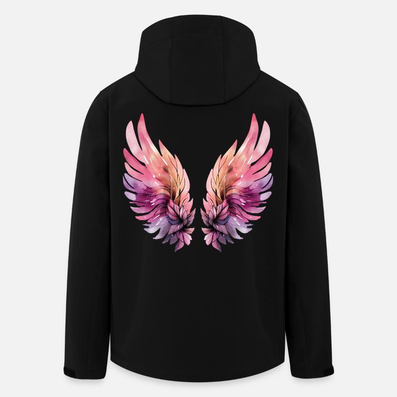 Rosa und lila Aquarellflügel - Recycelte Männer Softshell-Jacke von Stanley/Stella - Schwarz