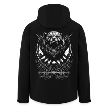 Grizzly Bear Vegvisir Runes Compass Teutonic Tribal - Men’s Recycled Softshell Jacket by Stanley/Stella - black - Back - AI Model Male 185 light (185cm)