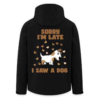 Désolé d’être en retard, j’ai vu un chien. Humour # - Veste softshell homme en polyester recyclé Stanley/Stella - noir - Dos - AI Model Male 185 light (185cm)