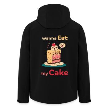 Cheeky cake fun design - Men’s Recycled Softshell Jacket by Stanley/Stella - black - Back - AI Model Male 185 light (185cm)