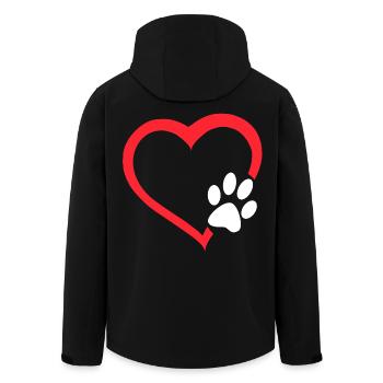 Cœur rouge avec patte de chien blanc. Chien # - Veste softshell homme en polyester recyclé Stanley/Stella - noir - Dos - AI Model Male 185 light (185cm)