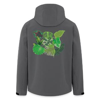Stylisches Blättermotiv Dschungel - Recycelte Männer Softshell-Jacke von Stanley/Stella - Schwarz - Hinten - AI Model Male 185 light (185cm)