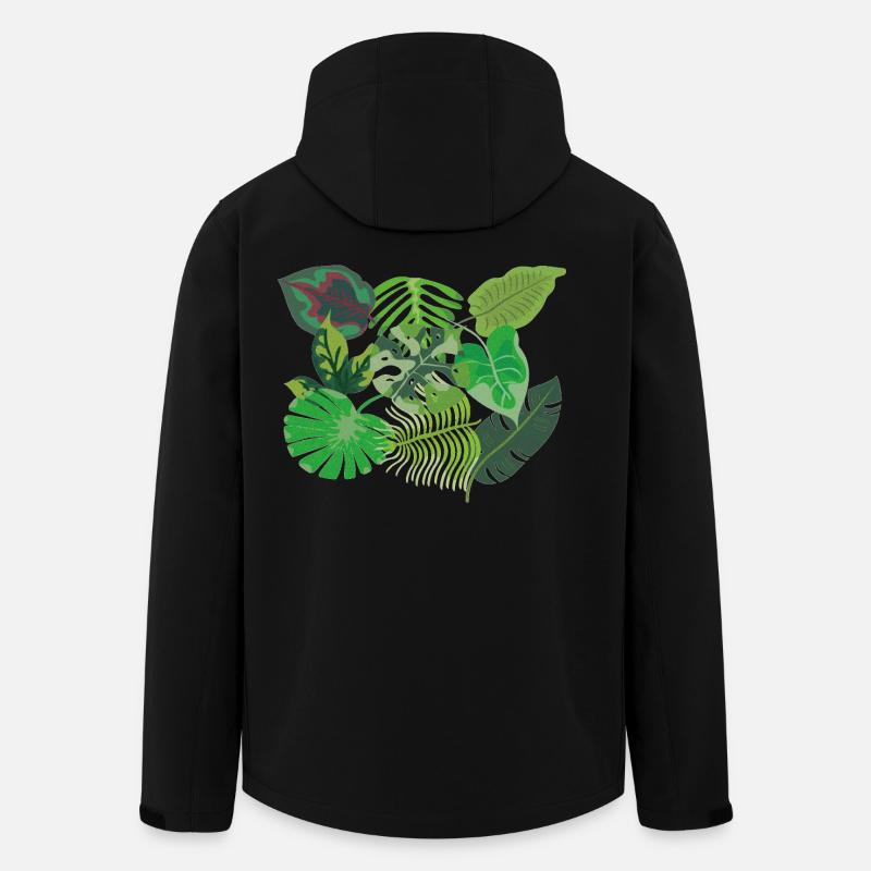 Feuilles de style jungle vert tropical - Veste softshell homme en polyester recyclé Stanley/Stella - noir
