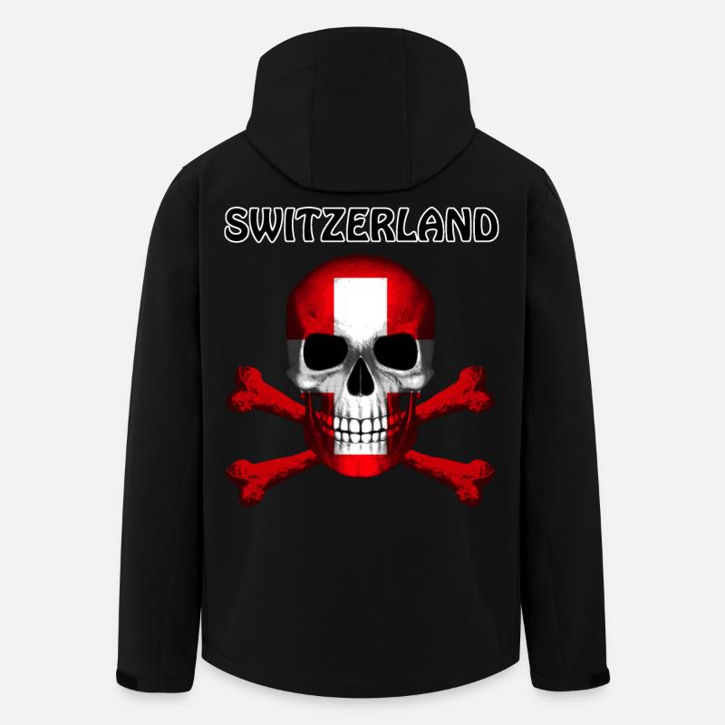 Skull Jolly Roger Pirate Flag Switzerland R6Z - Recycelte Männer Softshell-Jacke von Stanley/Stella - Schwarz