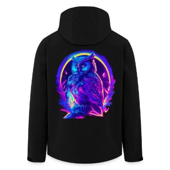 Mystisch leuchtende Eule Neon Synthwave - Recycelte Männer Softshell-Jacke von Stanley/Stella - Schwarz - Hinten - AI Model Male 185 light (185cm)