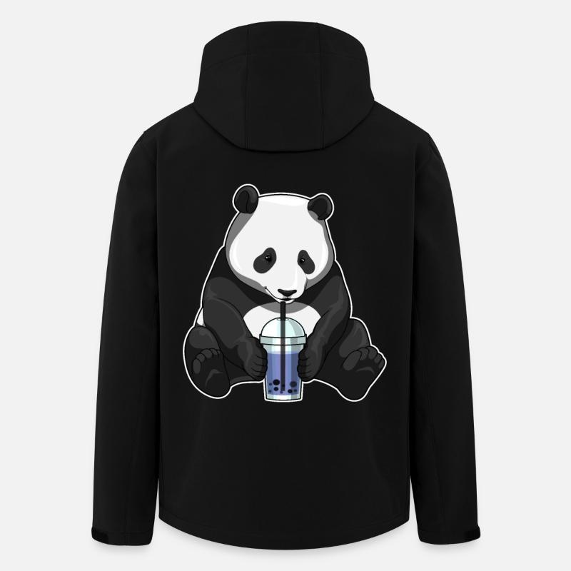 Panda Bubble Tea - Veste softshell homme en polyester recyclé Stanley/Stella - noir