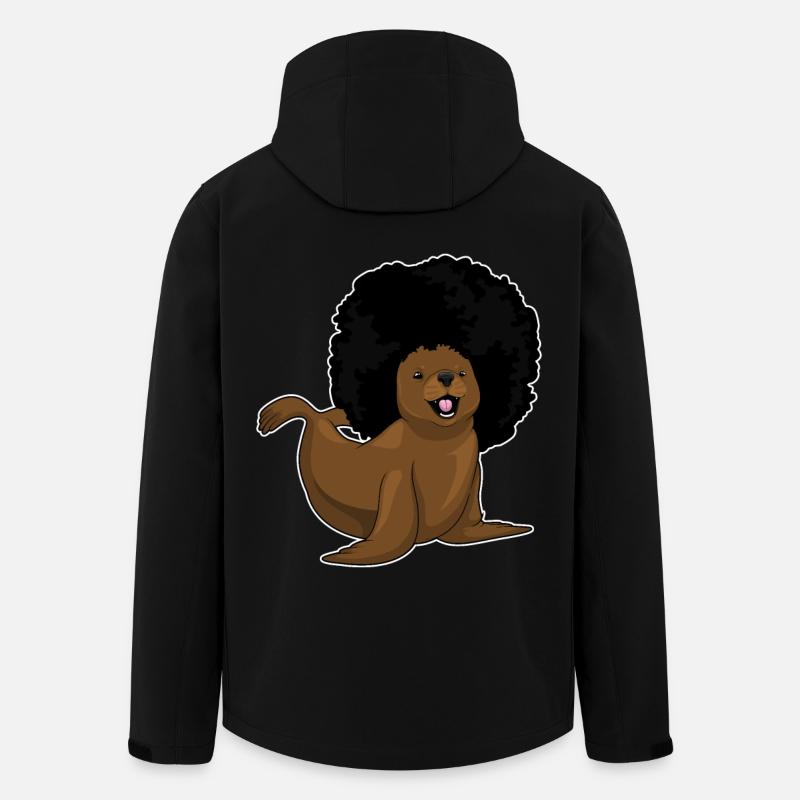 Seal Afro Hairstyle - Men’s Recycled Softshell Jacket by Stanley/Stella - black