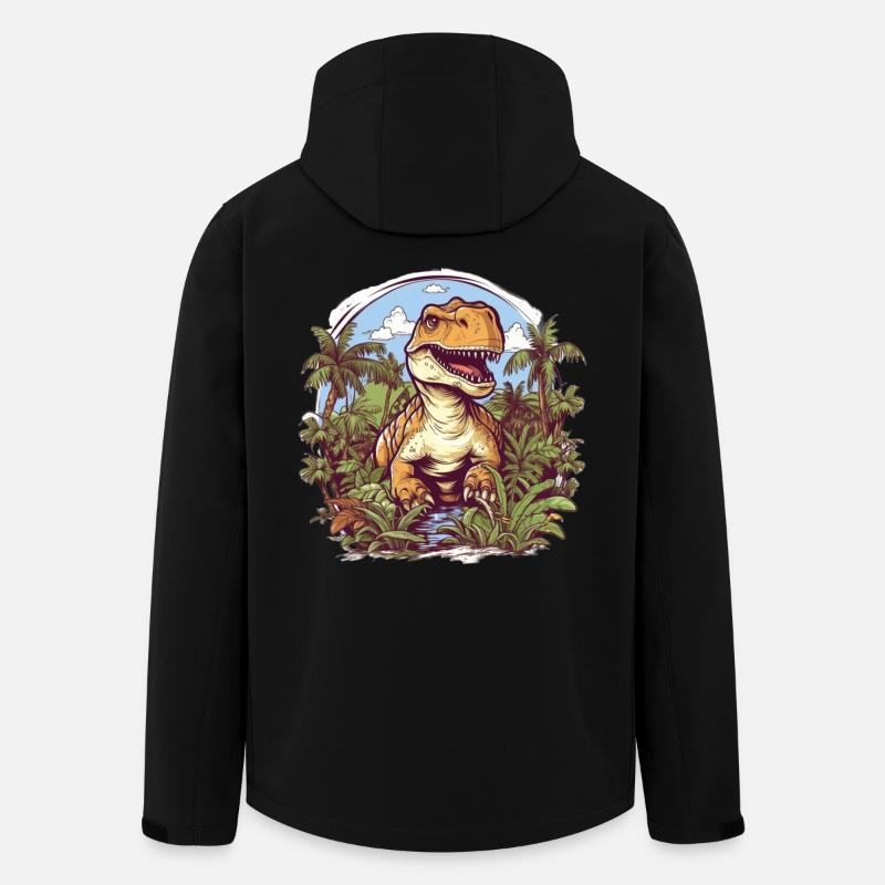 T-Rex Dessin animé Jungle - Veste softshell homme en polyester recyclé Stanley/Stella - noir