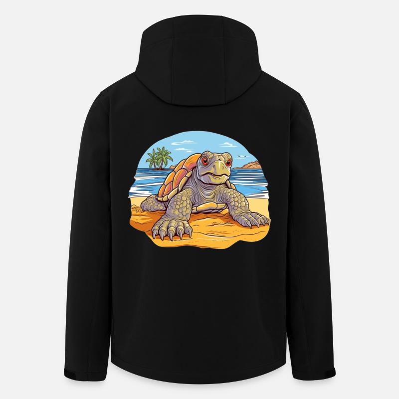 Turtle on the Beach Illustration - Men’s Recycled Softshell Jacket by Stanley/Stella - black