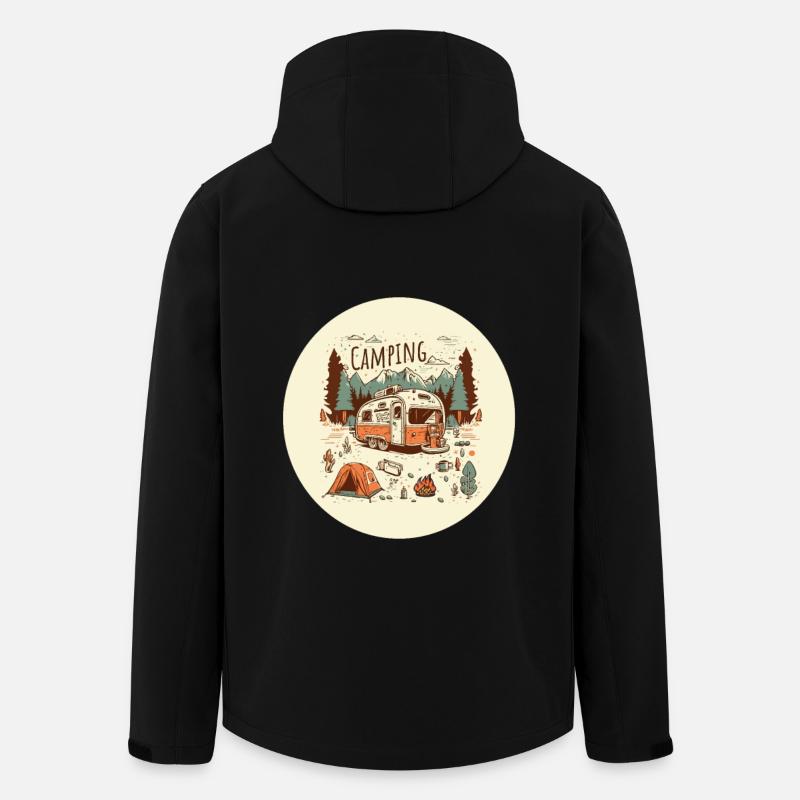 Campingabenteuer mit Wohnmobil - Recycelte Männer Softshell-Jacke von Stanley/Stella - Schwarz