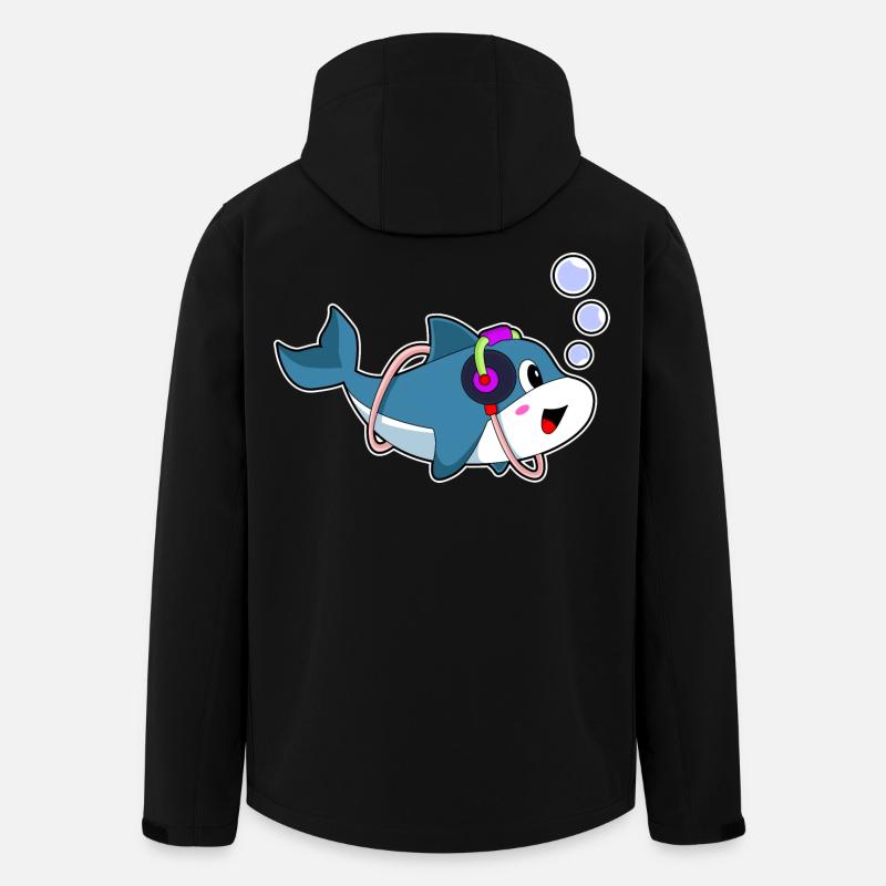 Dolphin Headphones Musique - Veste softshell homme en polyester recyclé Stanley/Stella - noir