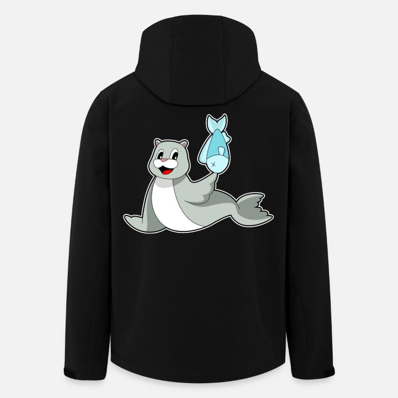 Seehund Fisch - Recycelte Männer Softshell-Jacke von Stanley/Stella - Schwarz