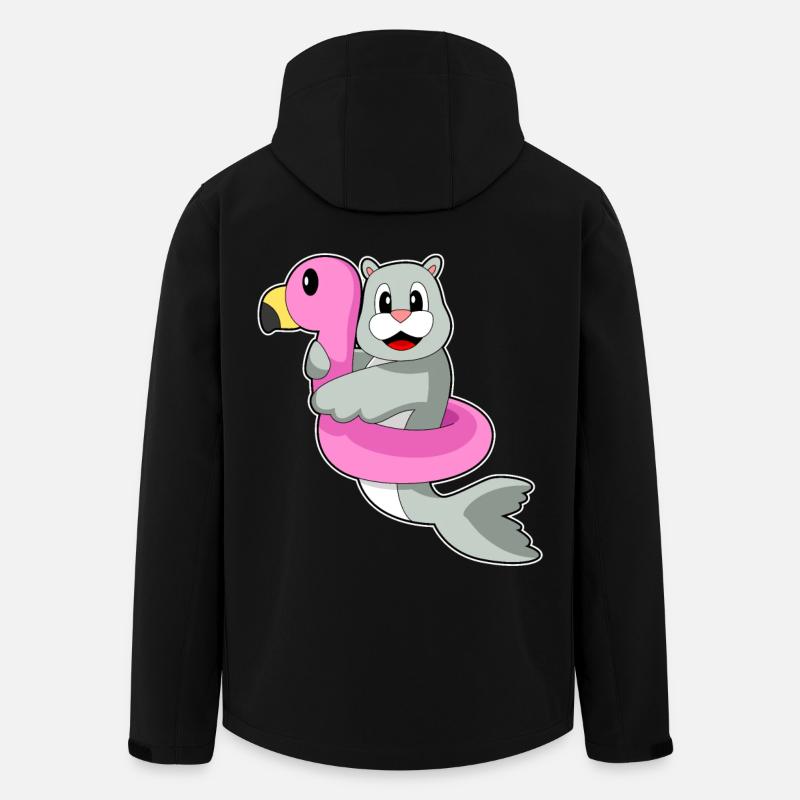 Seehund Schwimmring Flamingo - Recycelte Männer Softshell-Jacke von Stanley/Stella - Schwarz