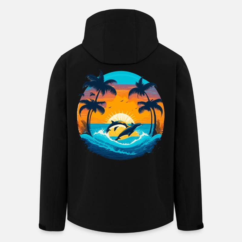 Dolphin Sunset - Men’s Recycled Softshell Jacket by Stanley/Stella - black
