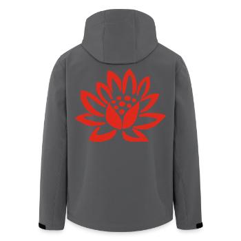 Red Lotus and Nature - Men’s Recycled Softshell Jacket by Stanley/Stella - black - Back - AI Model Male 185 light (185cm)