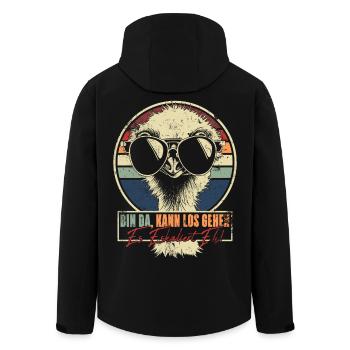 Bin Da Kann Los Gehen Es Eskaliert Eh Strauß Retro - Recycelte Männer Softshell-Jacke von Stanley/Stella - Schwarz - Hinten - AI Model Male 185 light (185cm)