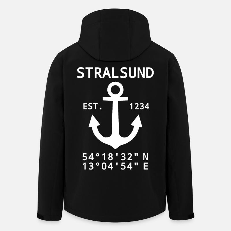 Stralsund Koordinaten - Recycelte Männer Softshell-Jacke von Stanley/Stella - Schwarz