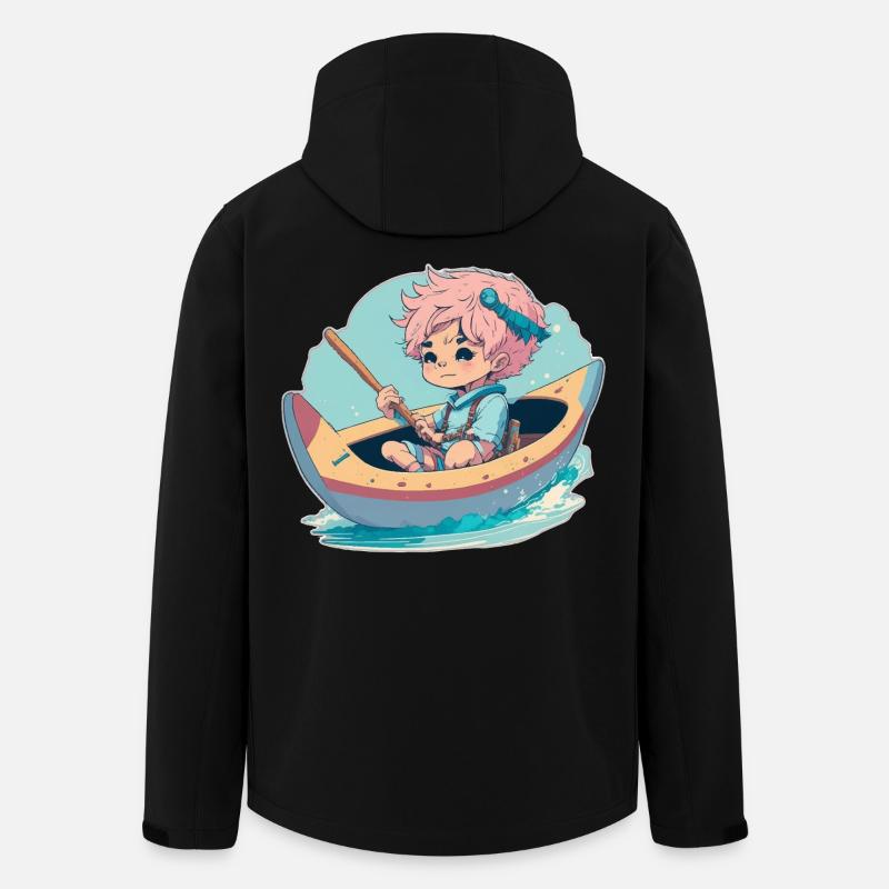 Junge im Kanu - Recycelte Männer Softshell-Jacke von Stanley/Stella - Schwarz
