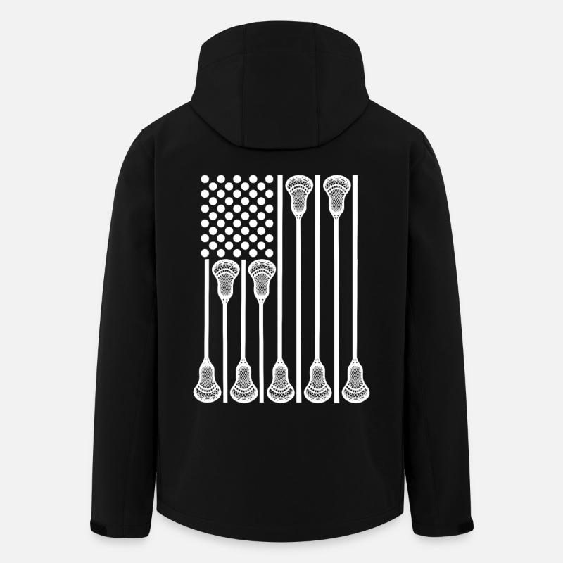 Patriotic U.S. Lacrosse Player - Men’s Recycled Softshell Jacket by Stanley/Stella - black