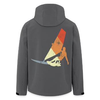 Vintage Windsurfers - Men’s Recycled Softshell Jacket by Stanley/Stella - black - Back - AI Model Male 185 light (185cm)