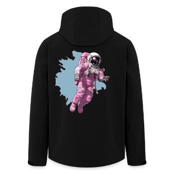 Rosa Raumanzug im Kosmos - Recycelte Männer Softshell-Jacke von Stanley/Stella - Schwarz - Hinten - AI Model Male 185 light (185cm)