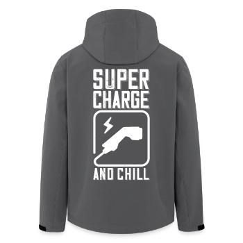 Supercharge And Chill - for electric car fans - Men’s Recycled Softshell Jacket by Stanley/Stella - black - Back - AI Model Male 185 light (185cm)
