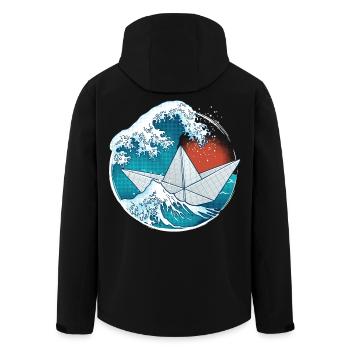Bateau en papier origami - Veste softshell homme en polyester recyclé Stanley/Stella - noir - Dos - AI Model Male 185 light (185cm)